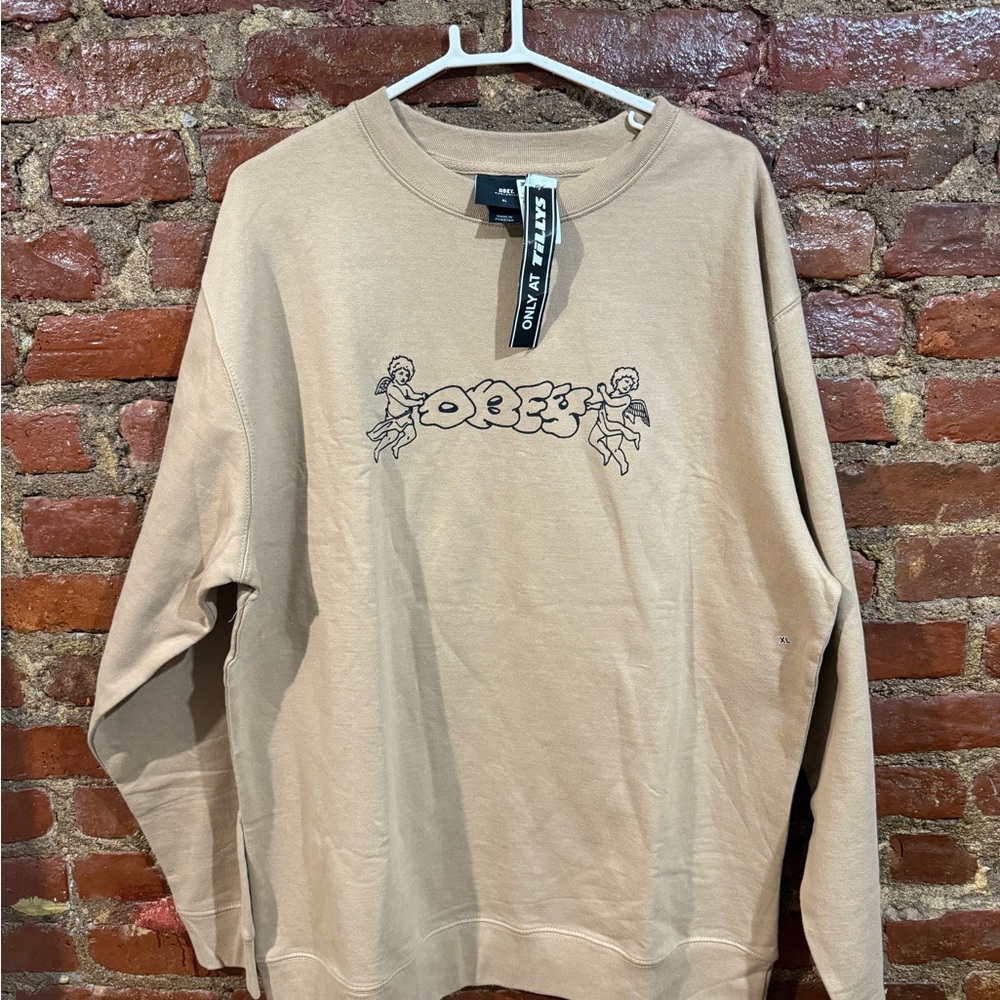 Obey Beige Sweatshirt with Graphic Design